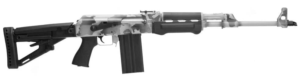 ZASTAVA PAP M77 .308 WIN AK RIFLE SNOW CAMO CERAKOTE BLACK POLYMER FURNITURE 19.7IN CHROME LINED BARREL 1.5MM RECEIVER BULDGED TRUNNION 20RD ZR77308CSW