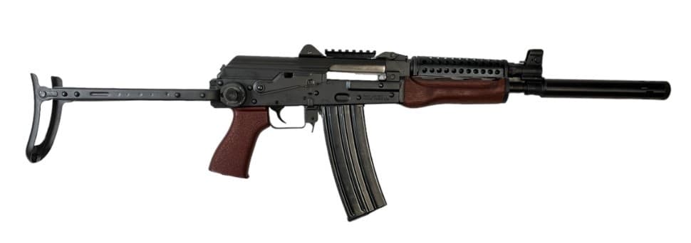 ZASTAVA ZPAP85 AK RIFLE 5.56X45 WITH UPPER VENTED HANDGUARD WOOD LOWER TANGO DOWN RED GRIP MUZZLE EXTENSION AND UNDERFOLDER STOCK KIT1.5MM RECEIVER BULGED TRUNNION CHROME LINED 10.5IN BARREL ZP85556UF